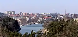 Panorama view of Södertälje from the new Saltsjöbron