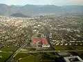 Salzburg seen on takeoff from Salzburg Airport