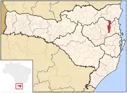 Location in the سانتا کاتارینا and برزیل