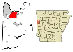 Location in Sebastian County and the state of آرکانزاس