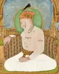 امپراتور گورکانی  کور شاه عالم دوم بر تخت دهلی نشسته است
