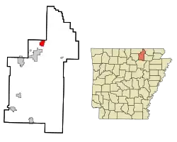 Location in Sharp County and the state of آرکانزاس