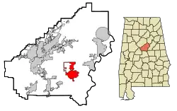 Location in Shelby County and the state of آلاباما