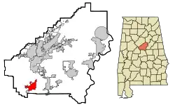 Location of Montevallo, Alabama