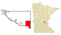 Location of the city of Elk Riverwithin Sherburne County, Minnesota