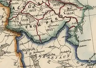 نقشه‌ای از جیمز ویلد، جغرافی‌دان درباری از سال ۱۲۳۳ که نام رودخانه را اَرَس نوشته‌است.