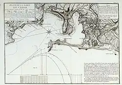 Map of the Spanish city of Cadiz