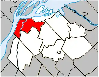 Location within Pierre-De Saurel Regional County Municipality.