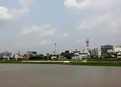 View of South Sakura area and Kasumigaura Lake, downtown Tsuchiura