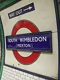 One of the two remaining platform roundel that support the old suffix name "Merton"