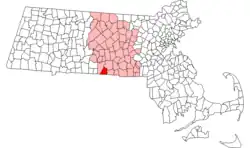 Location in Worcester County in Massachusetts