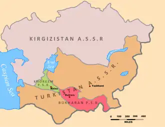 خوارزم در میان آسیای میانه شوروی در ۱۹۲۲