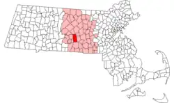 Location in Worcester County in Massachusetts
