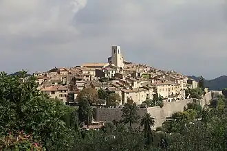 Panorama of Saint-Paul-de-Vence from the path of St. Clare in August 2012