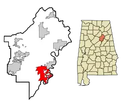 Location in شهرستان سنت کلیر، آلاباما and the state of آلاباما