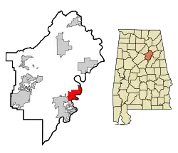 Location in شهرستان سنت کلیر، آلاباما and the state of آلاباما