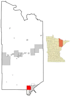 Location of the city of Hermantownwithin Saint Louis County, Minnesota
