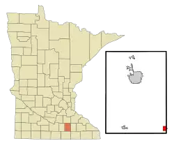 Location of Blooming Prairie, Minnesota