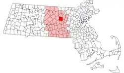 Location in Worcester County in Massachusetts
