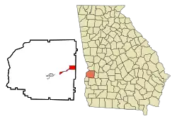 Location in Stewart County and the state of جورجیا