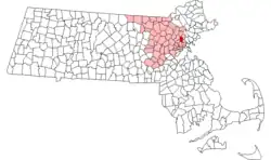 Location in Middlesex County in Massachusetts