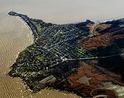 Stony Point from the air, looking southwest.