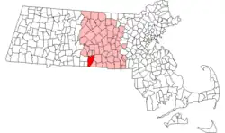 Location in Worcester County in Massachusetts