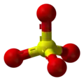 Ball-and-stick model of the sulfate anion