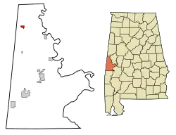 Location in Sumter County and the state of آلاباما