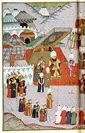مینیاتوری از تسلیم اگر به محمد سوم، سال ۱۵۹6 (1)