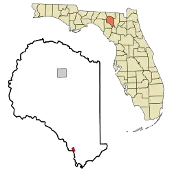 Location in Suwannee County and the state of فلوریدا