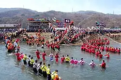 Onbashira in Suwa Taisha, which is held once every six years