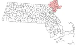 Location in Essex County in Massachusetts