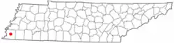 Location in Shelby County and the state of تنسی