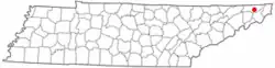 Location of Bluff City, Tennessee