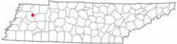 Location of Bradford, Tennessee