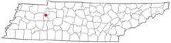 Location of Camden, Tennessee