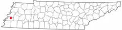 Location of Covington, Tennessee