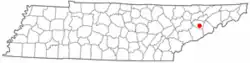 Location of Dandridge, Tennessee