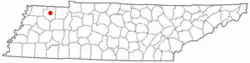 Location of Dresden, Tennessee
