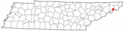 Location of Erwin, Tennessee