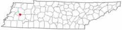 Location of Gadsden, Tennessee