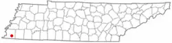Location in Shelby County and the state of تنسی