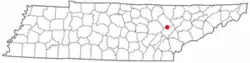 Location of Harriman, Tennessee