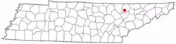 Location of Jacksboro, Tennessee
