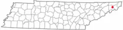 Location of Johnson City in Tennessee