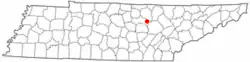 Location of Monterey, Tennessee