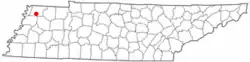 Location of Obion, Tennessee