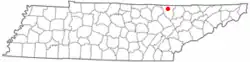 Location of Oneida, Tennessee