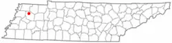 Location of Rutherford, Tennessee